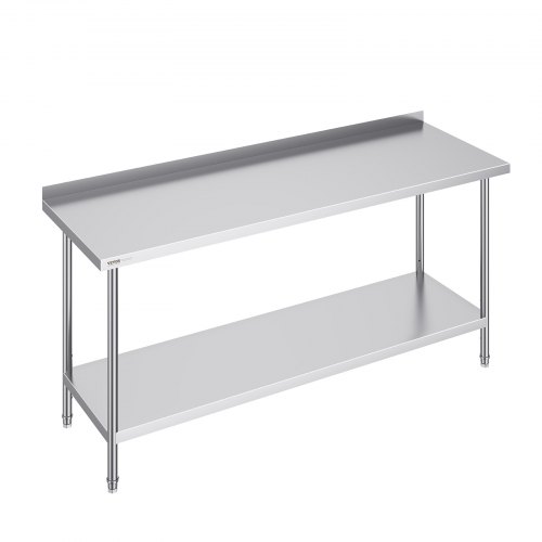 

VEVOR Edelstahl-Arbeitstisch Gewerblicher Küchentisch 610x1829x914mm Silber