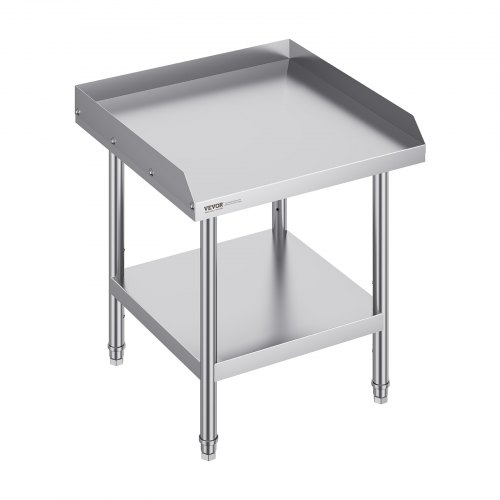 

VEVOR Arbeitstisch aus Edelstahl, kommerzieller Arbeitstisch zur Lebensmittelzubereitung, 3-seitiger Spritzschutz, 610 x 610 x 660 mm Küchentisch, Arbeitstisch mit einstellbarer Höhe für Hotel