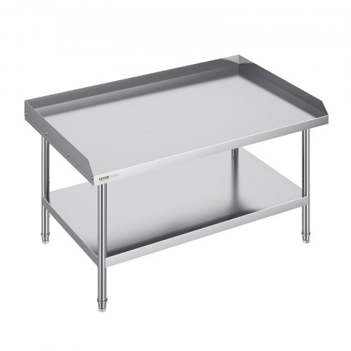 VEVOR Arbeitstisch Edelstahl, gewerblicher Arbeitstisch zur Lebensmittelzubereitung, 3-seitiger Spritzschutz, 762 x 1219 x 660 mm 689 kg Tragfähigkeit, mit einstellbarer Höhe für Restaurants