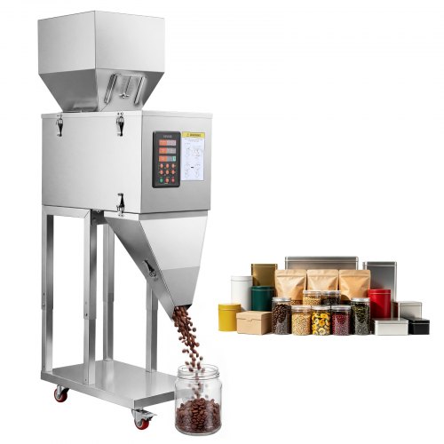 VEVOR Pulverabfüllmaschine Partikelspender Pulverfüller Automatisch 10-999g, Intelligentes Wiegen & Abfüllen, Edelstahlkonstruktion, Mit Fußpedal, Ideal für Nüsse Samen Tee Kaffeebohnen Gewürze Mehl