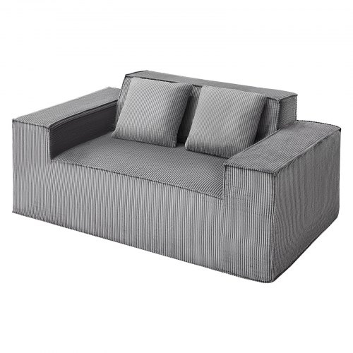VEVOR Loveseat-Sofa Cord-Sofa Grau Zweisitzer-Sofa Couch Schlafzimmer 160cm