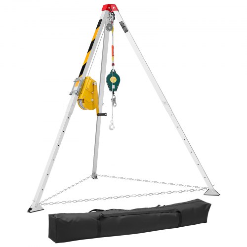 

VEVOR Dreibein-Set für beengte Räumen, Rettungsdreibein mit Hebevorrichtung, 816 kg Winde, Rettungssystem 19,8 m Kabel, Rettungsstativ mit Absturzsicherung, 1,34–2,15 m Arbeitshöhe