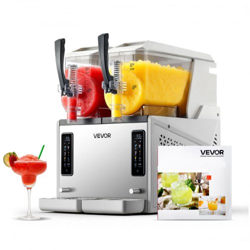 VEVOR Slush Maschine 2 x 3 L, Slusheis Eisbereiter 450 W (kein Eis nötig), Elektrische Margarita-Maschine mit Selbstreinigungsfunktion, Geeignet für Frozen Margaritas Frappés Milchshakes Shakes
