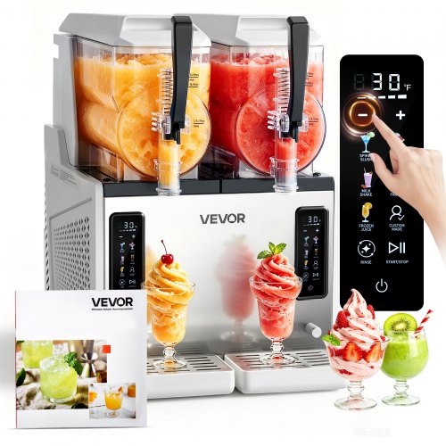 VEVOR Slush Maschine 2 x 3 L, Slusheis Eisbereiter 450 W (kein Eis nötig), Elektrische Margarita-Maschine mit Selbstreinigungsfunktion, Geeignet für Frozen Margaritas Frappés Milchshakes Shakes