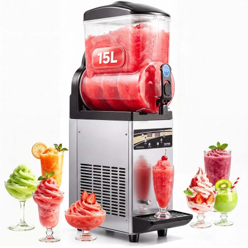 VEVOR Gewerbliche Slush Eis Maschine 15 L Slushie-Maker aus Edelstahl, Crushed Ice-Maschinen für 60 Tassen Margarita und Smoothies, Eis-Slush-Maschine für Zuhause Partys Restaurants Cafés