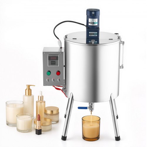 VEVOR Elektrische Abfüllmaschine Flaschenabfüllmaschine mit 30L Trichter, Abfüllanlage für Kerzenwachs & Kosmetik, Edelstahlgehäuse, Heiz- & Mischfunktion, Temperaturregelung, T-förmiges Mischmesser