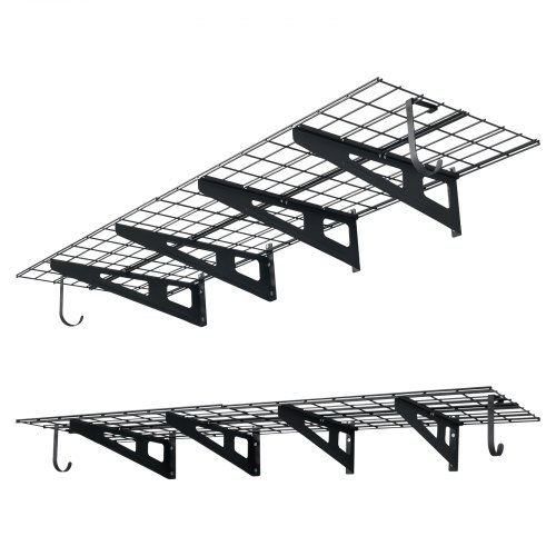 VEVOR 2er-Set Garagenregal 1828x615x206 mm Werkzeugaufbewahrung 227 kg pro Schicht Werkzeughalter mit Haken 1828x615 mm Regalfläche Aufbewahrungsregale Metallregal Werkzeug Organizer Wandregale