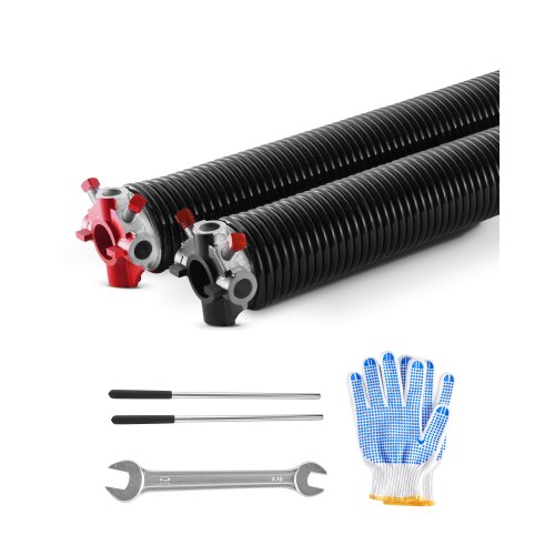 

VEVOR Torsionsfedern für Garagentore Φ 6,35 x Φ 50,8 x 813 mm 16000 Zyklen, Elektrophorese, schwarz beschichtet zum Austauschen, Garagentorfedern mit rutschfesten Wickelstangen, Handschuhen