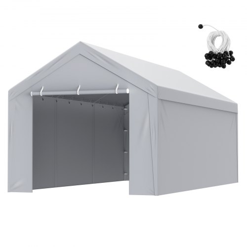 VEVOR Carport Garage Tent, Boven- en zijwand 3 x 6 m, Garage Tent Shelter, Waterdicht en UV-bestendig, Eenvoudige installatie met spanbanden, Wit (Frame niet inbegrepen)