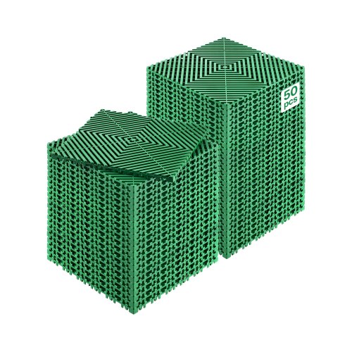 

VEVOR ineinandergreifende Drainagematte Duschmatte 31 x 31 cm modulares ineinandergreifende Bodenmatten, 50 Stk. Spleiß-Drainagematten, rutschfeste Drainage-Bodenfliesen, für Garage Garten Grün