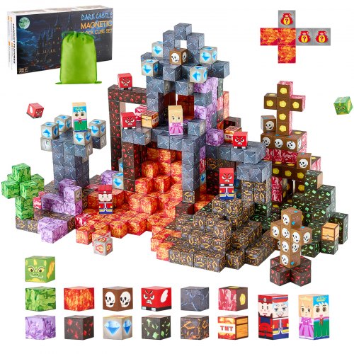 

VEVOR Magnetische Bausteine, 100-teiliges Dark Castle-Set, Magnetblöcke, STEM Montessori-Spielzeug als Weihnachts- & Geburtstagsgeschenk, Konstruktions-Stapelspielzeug, ab 3 Jahren