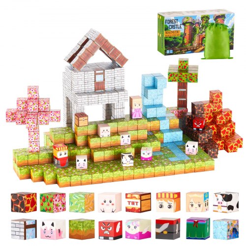 VEVOR Magnetische Bausteine 150 Stk. Wald Burg Set STEM Montessori Spielzeug