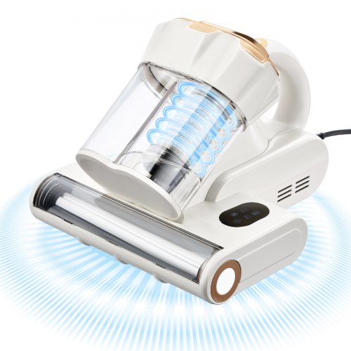 VEVOR Matratzenstaubsauger 550 W Bettstaubsauger mit 18 Kpa Saugleistung & doppeltem Staubbehälter & HEPA-Filter & Heizung & Reinigungslichter, Matratzenreiniger für Bett Sofa kabelgebunden, weiß
