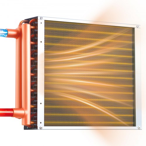 

VEVOR Lamellenwärmetauscher 356x356mm, 19 kW Wärmetauscher mit Kupferanschlüssen & Aluminiumlamellen, Wasser-Luft-Wärmeüberträger mit 2,5 MPa Arbeitsdruck, Wärmeaustauscher für Heizung Kühlung Indoor