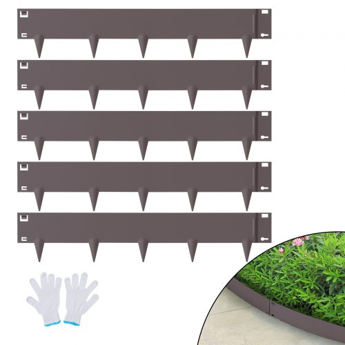

VEVOR Rasenkante 99 x 7,6 cm (5er-Set) Rasenkantenband aus Stahl Beeteinfassung Beetumrandung Mähkante Geeignet für Außengärten, Wege, Rasenflächen, Innenhöfe, Straßenränder und mehr Braun