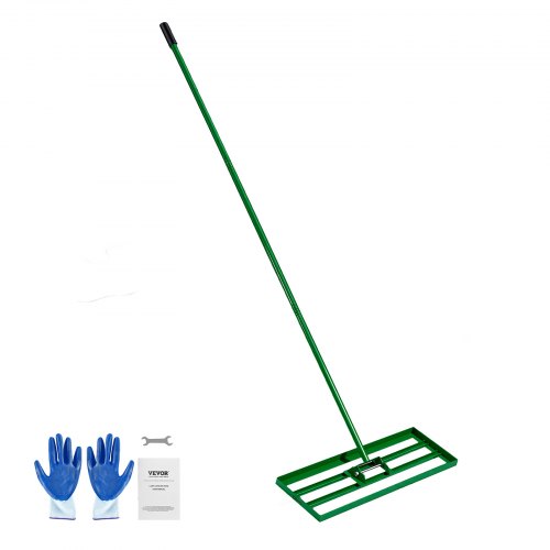 VEVOR Rasen Nivellierrechen 758x254 mm, Rasenrakel mit 198 cm Langem Stahlstiel, Rasenglätter Inkl. Gartenhandschuhe, Rasennivelliergerät, Geeignet für Garten, Golfrasen & Landwirtschaft