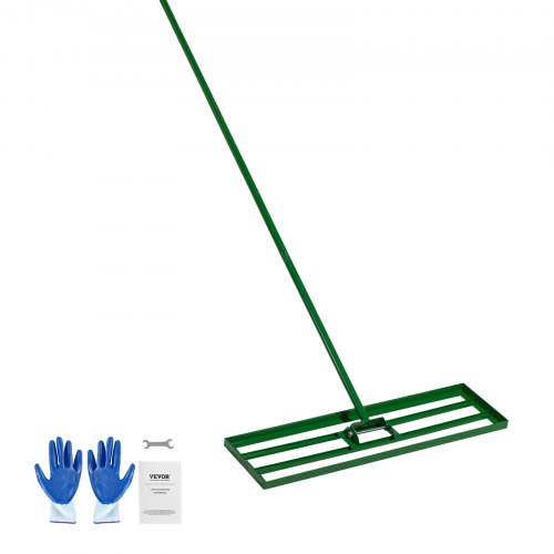 VEVOR Rasen Nivellierrechen 910x250 mm, Rasenrakel mit 198 cm Langem Stahlstiel, Rasenglätter Inkl. Gartenhandschuhe, Rasennivelliergerät, Geeignet für Garten, Golfrasen & Landwirtschaft