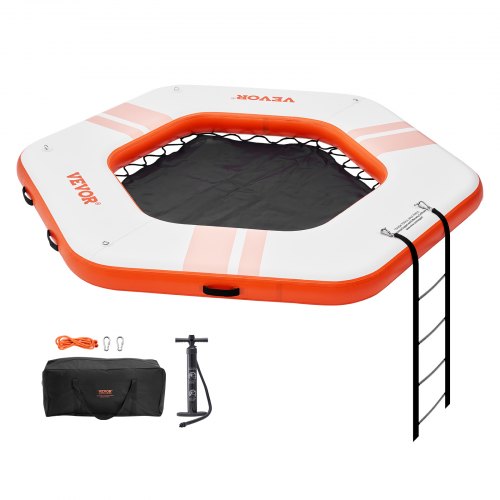 

VEVOR Aufblasbares Schwimmdock, Ø 2,6 m, Dockplattform mit Ø 1,5 m Trampolinnetzpool, rutschfeste schwimmende Plattform-Wassermatte mit tragbarer Tasche und abnehmbarer Leiter zum Entspannen am Pool
