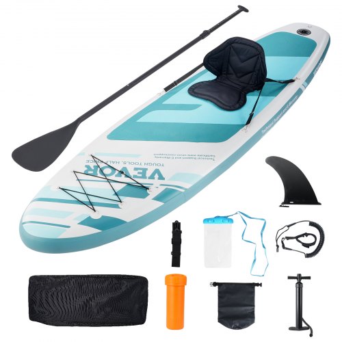 

VEVOR Aufblasbares Stand-Up-Paddle-Board, 3048 x 838,2 x 152,4 mm PVC SUP-Paddleboard mit Abnehmbarem Kajaksitz, Board-Zubehör, Handytasche, Pumpe, Paddel & Reparaturset, für Jungen & Erwachsene