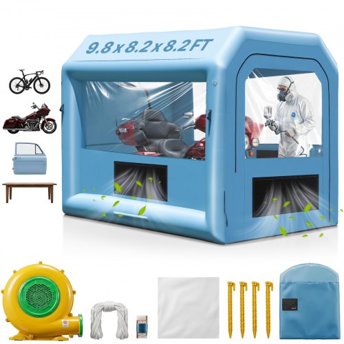 VEVOR Aufblasbare Lackierkabine, 3x2,5x2,5 m Aufblasbare Spritzkabine, mit 550 W Gebläse & Luftfiltersystem, Tragbare Autolackierkabine zum Lackieren von Motorrädern, Fahrrädern Kleinen Möbeln
