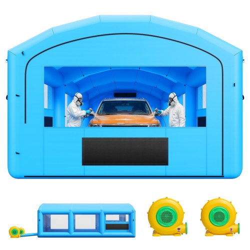 

VEVOR Aufblasbare Lackierkabine 8,5x4,5x3 m Spritzkabine Lackierzelt Blau, mit 750-W- & 950-W-Gebläsen Aktivkohlefiltration Transparentem PVC-Fenster für Pick-Ups & Kleine Schnellboote Tragbar