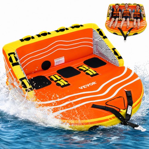 VEVOR Fun Tube Set zum Bootfahren, Aufblasbare Schleppboote für 1-3 Personen, 231 kg Wassersport-Schleppschlauch zum Ziehen von Booten - mit Haltegriffen, Schlepppunkten und Sicherheitsventil