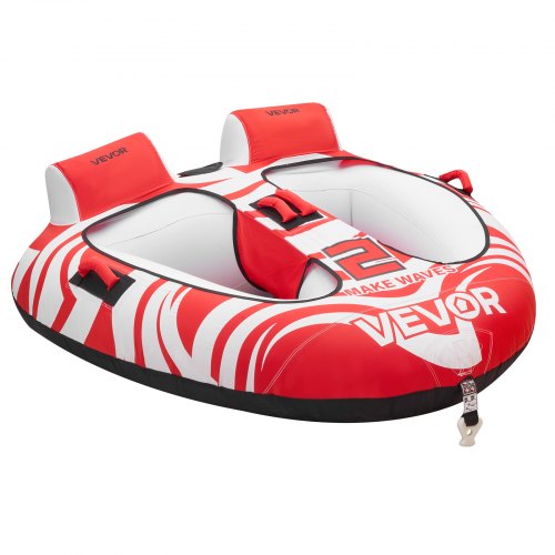 

VEVOR Towable Tube für Boote, Wassersport-Schleppreifen für 2 Personen, bis 154 kg Tragfähigkeit, mit Kompletter Nylonabdeckung, Gepolsterten Griffen und Sicherheitsventil, für Seen und Flüsse, Rot