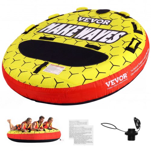 VEVOR Schleppschlauch zum Bootfahren, Aufblasbare Bootsschläuche und Schleppboote für 1-3 Personen, 510 lbs, 63 Zoll runde Wassersport-Schleppschläuche zum Ziehen von Booten, Vollnylon-Überzug