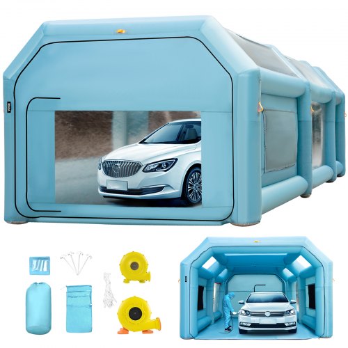 VEVOR Aufblasbare Sprühkabine Zelt 8x4x3m Lackierkabine Zelt 210D Oxford-Gewebe PVC Auto Lackierkabine mit 2 abnehmbaren Türen Gebläse inkl. Ideal für Autolackierung und Reparatur von Motorrädern CQZPNJB8M220V3LOGV2