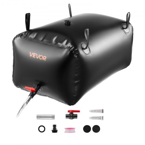 VEVOR Waterzak, 240 liter, opvouwbare waterzak, 1000D PVC watercontainer, lekvrij, ideaal voor kamperen, tuinieren, campers en noodgevallen, zwart