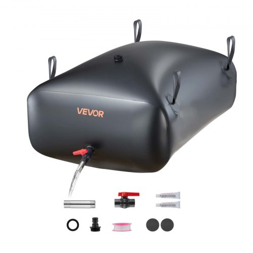 VEVOR Wasserspeicherblase, 330 L Wassersack mit Wasserhahn, Faltbarer & Tragbarer Wasserbeutel aus 1000D PVC, Wasserspeicher für Bewässerungssystem, Trockenheitsresistenz & Katastrophenfälle, Schwarz