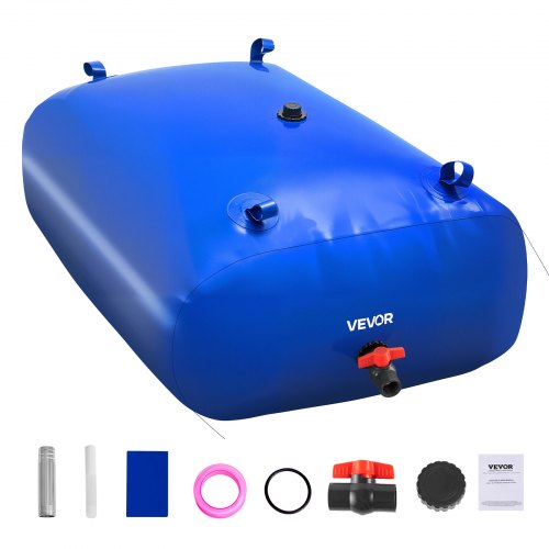 VEVOR Wasserblasen Aufbewahrungsbehälter, 330L Wassertank, 1000D PVC verdickter Wasserbeutel, 0,9mm Wassersack zusammenklappbar, für Gartenbewässerung, Camping, Wohnmobile, Notfallgebrauch –Blau