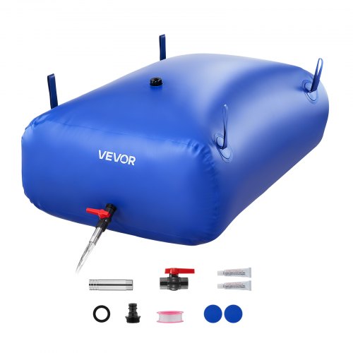 VEVOR Wasserspeicherblase, 330 L Wassersack mit Wasserhahn, Faltbarer & Tragbarer Wasserbeutel aus 1000D PVC, Wasserspeicher für Bewässerungssystem, Trockenheitsresistenz & Katastrophenfälle, Blau