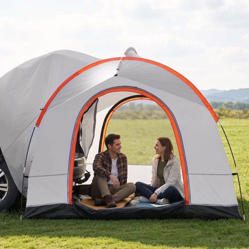 VEVOR Dachzelt Busvorzelt 240 x 240 x 230 cm, Auto Zelt Heckklappe Inkl. Doppelschichtzelt PU2000 mm Dachzelt Autodachzelt Wasserdicht, Geeignet für Camping, Adventure, Risen, Picknick usw.