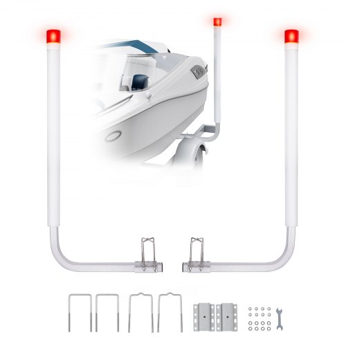VEVOR 1,17 m Anhängerpfahl Bootsanhänger Kurbelstütze Bootsführung mit LED-Licht, 30 cm Einstellbar Boat Trailer Guide-on, Ersatzteile und Zubehör für Skiboot Fischerboot Segelbootanhänger