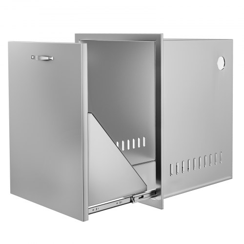 VEVOR Schranktüren 40,6 cm x 55,9 cm x 40,6 cm, Kindersicherung Schranktüren aus Edelstahl, Wasserdichter und Rostfreier Schubladenschrank Beidseitig mit Gleitschienen, für Propantank, Mülleimer