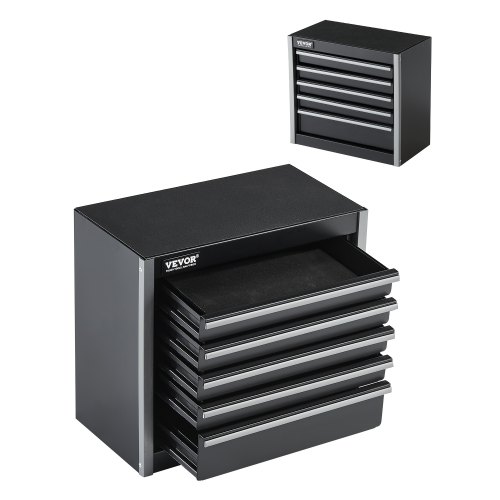 

VEVOR Werkzeugkiste 218x118x205 mm, Werkzeugkasten aus Metall mit 5 Schubladen, Werkzeugkoffer mit EVA-Einlagen und PP-Fußpolstern, robuster Stahl mit Kugellageröffnung und Pulverbeschichtung, schwarz