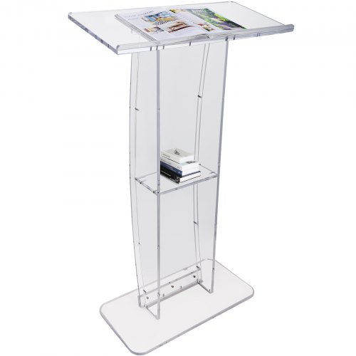 VEVOR Acryl-Podium, 1193,8 mm hoch, klarer Acryl-Podiumsständer mit breiter Lesefläche und Ablagefach, bodenstehende, klare Kanzeln aus Acryl für Kirche, Büro, Schule