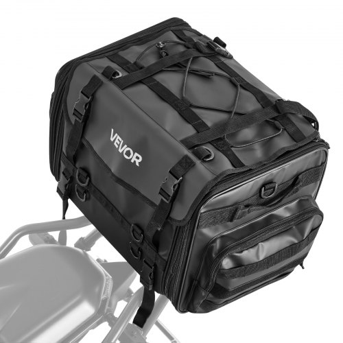 

VEVOR Motorrad Hecktasche Rücksitztasche (40-60 L) mit wasserfester Regenabdeckung, Motorrad-Gepäckaufbewahrung, Gepäckträgertasche mit Schultergurt & elastischer Kordel, Motorradgepäck Schwarz