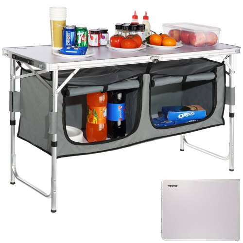 

VEVOR Campingküche.Tragetasche Campingschrank Einstellbar Campingschrank, Reiseküche Küchenbox Zeltschrank Outdoor Camping Küche Zeltschrank Camping Reisen Grau Tragbar Küchenbox Reiseküche