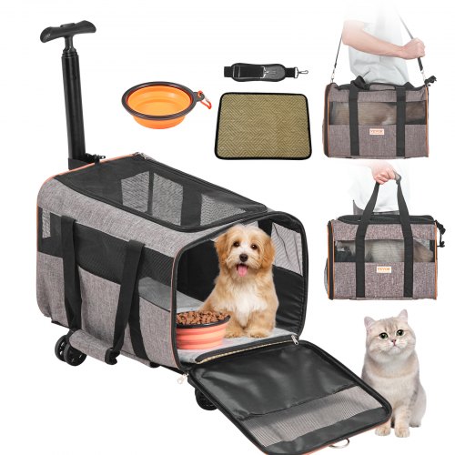 VEVOR Hundetrolley Faltbarer Hunderucksack Max.9,9kg Tragfähigkeit Transporttasche aus 600D Oxford-Stoff Hundewagen mit 4 Rädern Haustier Trolley Hundereisetasche Ideal für Autoreisen oder Ausflüge
