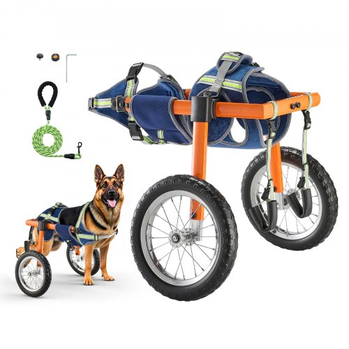VEVOR Hunderollstuhl für Hinterbeine, Haustierrollstuhl mit 2 Rädern, Höhe, Breite & Länge verstellbar, Hundewagen mit stoßdämpfenden Rädern, für verletzte, behinderte Hunde 21,77–39,92kg