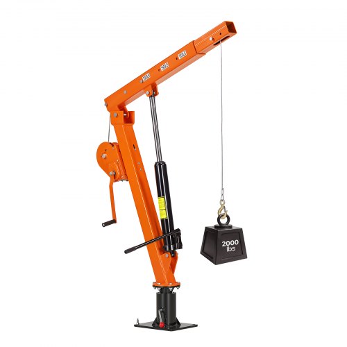 VEVOR Pickup Kran mit 907,2kg Tragkraft, Manueller Ladekran Inkl. Handwinde & 12t Hydraulikpumpe, Hebekran mit Teleskopausleger & 360° Drehkranz, Hebezeug aus Kohlenstoffstahl für Pick-up LKW Anhänger