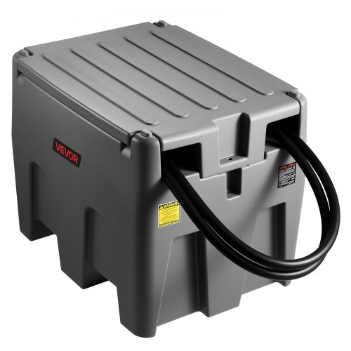 VEVOR Tragbarer Dieseltank, 220 L Fassungsvermögen & 48 L/min Durchflussrate, Gaskraftstofftank mit 12 V Transferpumpe & 4 m Gummischlauch, PE-Diesel-Transfertanks für Kraftstofftransport, grau
