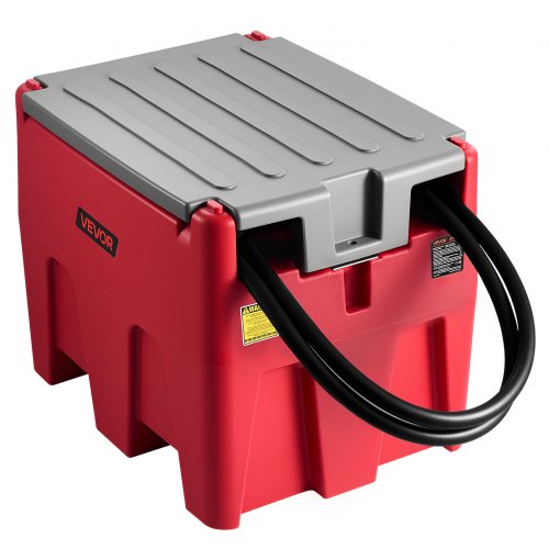 VEVOR Tragbarer Dieseltank, 220 L Fassungsvermögen & 48L/min Durchflussrate, Gaskraftstofftank mit 12 V Transferpumpe & 4 m Gummischlauch, PE-Diesel-Transfertanks für Kraftstofftransport, Rot
