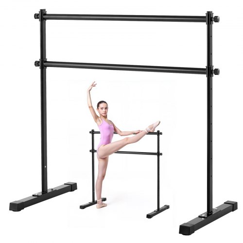 

VEVOR Ballettstange Tanzstange freistehende Doppelstange, höhenverstellbare (10-stufig / 290-1205 mm) Stretchstange aus Metall für Ballettübung, Gleichgewichtstraining, Entspannungsübungen Tragbar