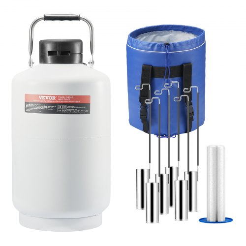 

VEVOR Flüssigstickstofftank, 10 l Flüssigstickstoffbehälter aus Aluminiumlegierung, LN2-Tank-Dewar mit 6 Kanistern und Tragetasche mit Riemen, Kryogener Tank für die Schönheitsindustrie, Samenkonservierung, wissenschaftlich