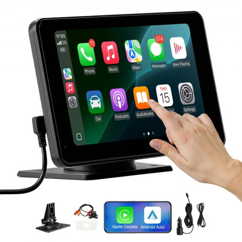 

VEVOR kabelloses Autoradio (177,8 mm) HD-Radio mit Touchscreen, kompatibel mit Apple CarPlay & Android Auto, CarPlay-Bildschirm mit Rückfahrkamera Sprachsteuerung Mirror Link Bluetooth GPS-Navigation