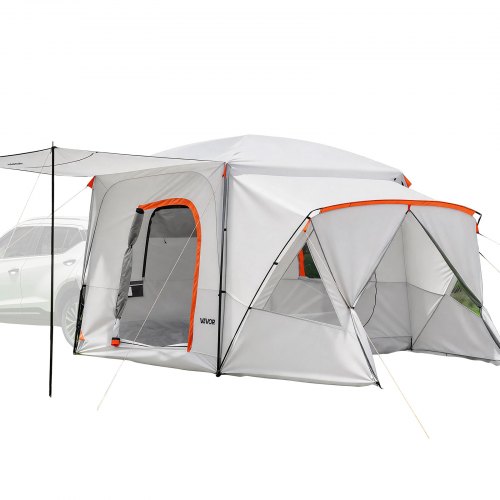 VEVOR Heckklappenzelt Autozelt für 5-9 Personen 3964 x 3050 x 2330 mm, Wasserdichtes (PU2000 mm) Campingzelt mit Belüftungsfenstern, SUV-Heckzelt für Camping Wandern Outdoor-Aktivitäten