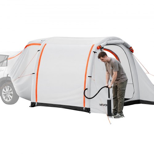 VEVOR Aufblasbares Heckklappenzelt Autozelt (2042+1020) x 2438 x 2020 mm, Wasserdichtes (PU2000 mm) Campingzelt mit Belüfteten Türen & Moskitonetzen, SUV-Heckzelt für Camping Wandern, inkl. Luftpumpe